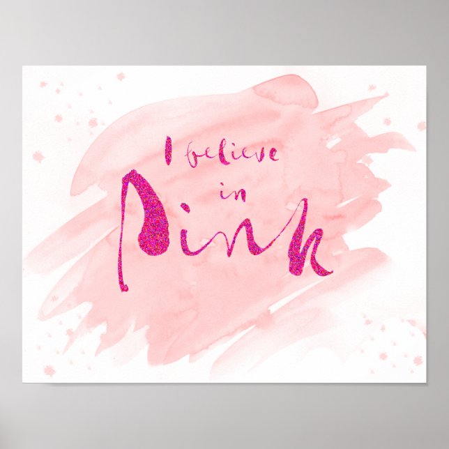 Poster Je Crois En Aquarelle Rose Audrey Hepburn Citation (Devant)