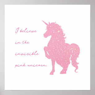 Poster Je crois en la licorne rose invisible.
