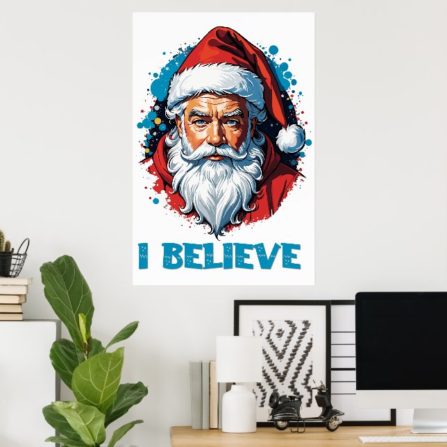 Poster Je crois en le style Graffiti du Père Noël (Bureau à domicile)
