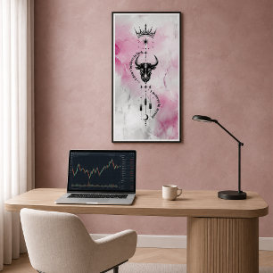Poster Je crois en moi Symbole de trader Pink Marble