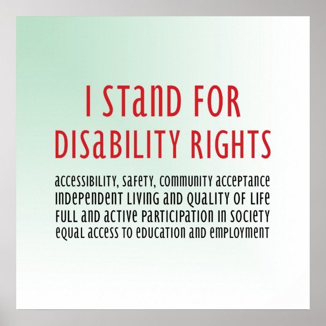 Poster Je défends les droits des personnes handicapées (Devant)