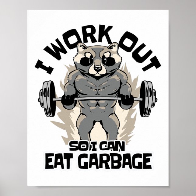 Poster Je fais du sport pour pouvoir manger des déchets F (Devant)
