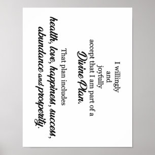 Poster Je fais partie d'un plan divin Affirmation positiv