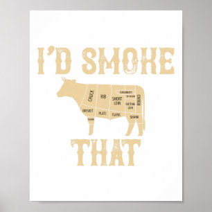 Poster Je fumerais ce cadeau de grillades de vaches