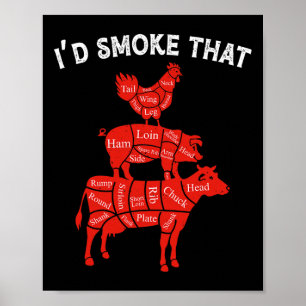 Poster Je fumerais que Fumer Barbecue Barbecue Lover Gril
