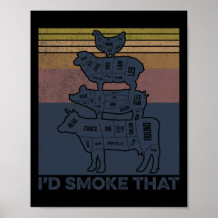 Poster Je Fumerais Que Le Boucher De Poulet De Porc De Bo