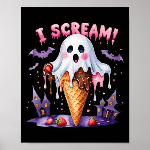 Poster Je hurle Ghost Glace Cream Halloween jolie Art drô