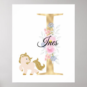 Poster Je lettre monogramme de nom personnalisé avec poul