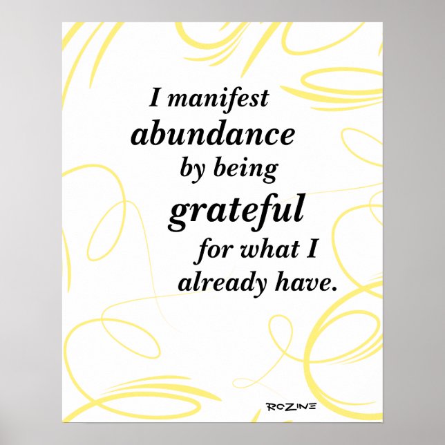 Poster Je Manifeste L'Abondance En Étant Une Affirmation  (Devant)