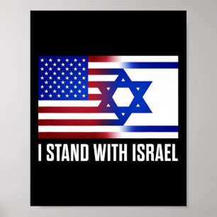 Poster Je me tiens avec Israël T Shirt patriotique Usa et