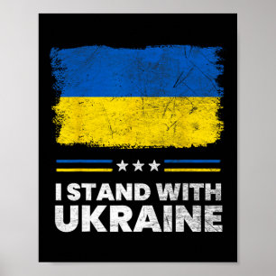 Poster Je me tiens avec le drapeau de l'Ukraine - Drapeau