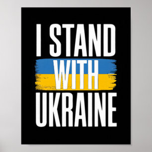 Poster Je me tiens avec l'Ukraine Drapeau ukrainien gras 