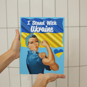 Poster Je me tiens avec l'Ukraine Vintage Rosie et drapea