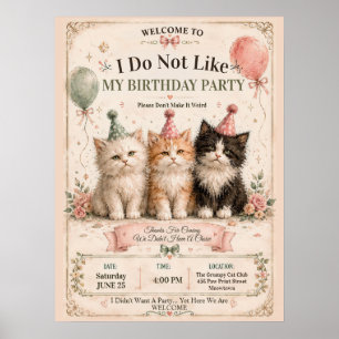 Poster Je n'aime pas mon invitation d'anniversaire de bie