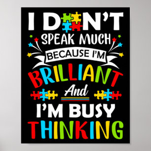 Poster Je ne parle pas beaucoup Autisme brillant Garçons