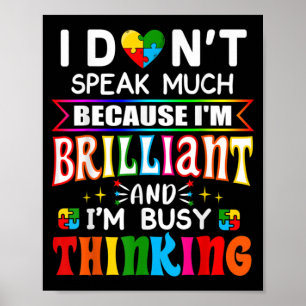 Poster Je Ne Parle Pas Beaucoup D'Autisme Autiste brillan