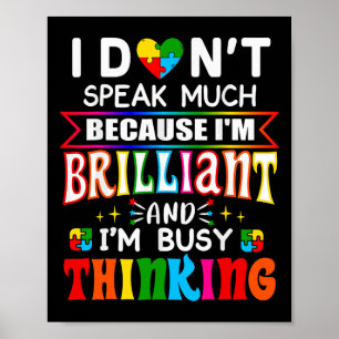 Poster Je Ne Parle Pas Beaucoup De Brillant Autisme Autis