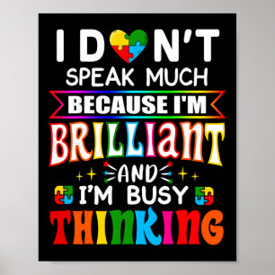 Poster Je Ne Parle Pas Beaucoup De Brillant Autisme Autis