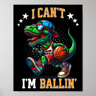 Poster Je ne peux pas, je dessine un squelette de dinosau