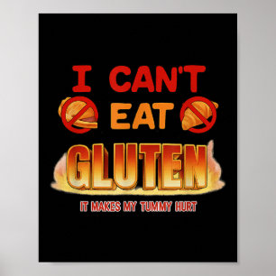 Poster Je ne peux pas manger Gluten drôle Gen Z non charn