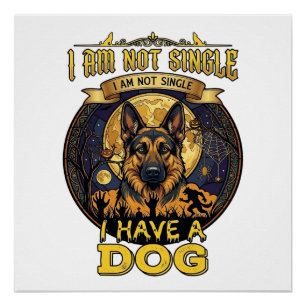 Poster Je ne suis pas seul, j'ai un chien Halloween_1