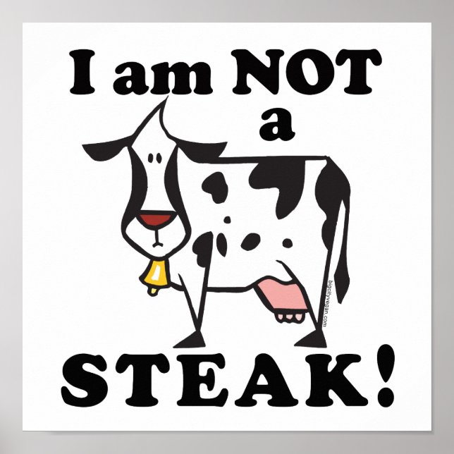 Poster Je ne suis pas un "Steak Animal Rights" (Devant)