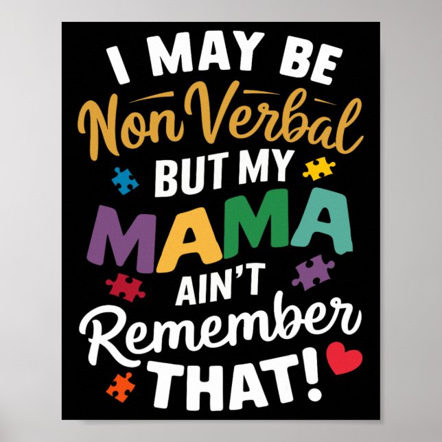 Poster Je ne suis peut-être pas verbale, mais ma mère ne  (Devant)