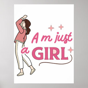 Poster "Je ne suis qu’une fille" Retro Feminist Empowerme