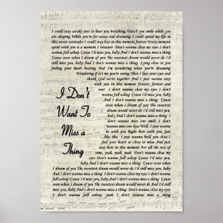 Poster Je ne veux pas manquer une chose Script Chanson Ly