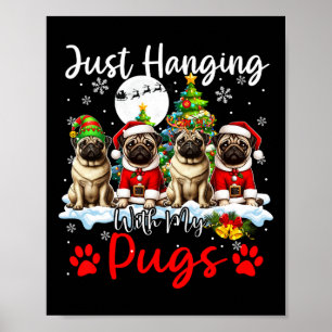 Poster Je Passe Juste Avec Mes Carlins Noël Trois Chiens