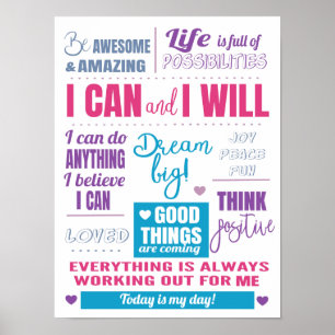 Poster Je peux et je veux une citation motivationnelle