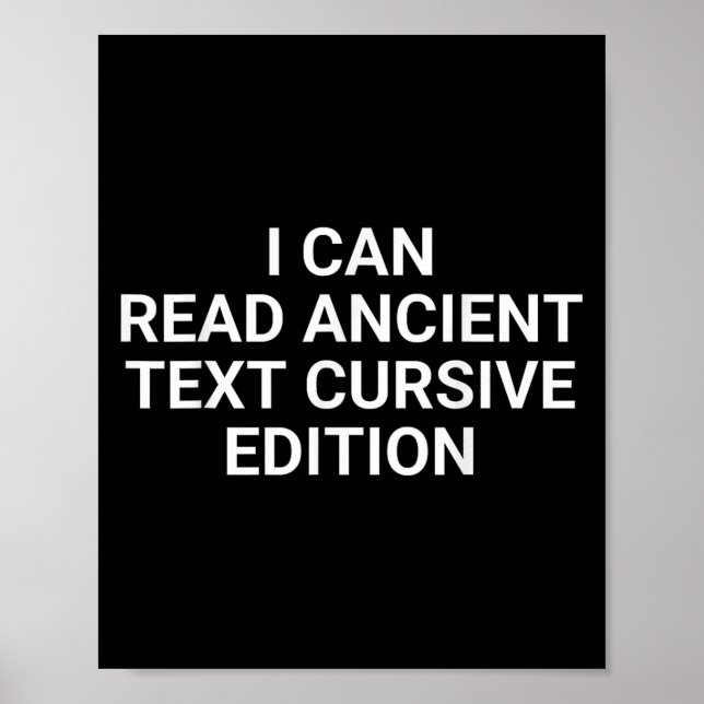 Poster Je peux lire l'ancien texte Cursive Edition amusan (Devant)