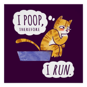 Poster Je Poop, Donc Je Cours Drôle Chat