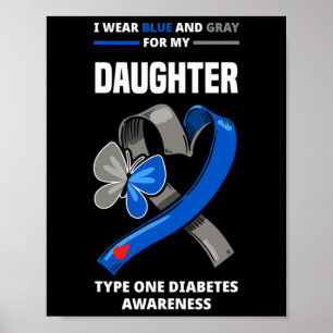 Poster Je Porte Du Bleu Et Du Gris Pour Ma Fille Type Un