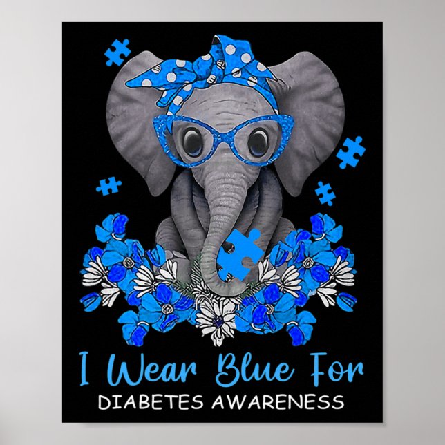 Poster Je Porte Du Bleu Pour La Sensibilisation Au Diabèt (Devant)