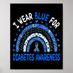Poster Je Porte Du Bleu Pour La Sensibilisation Au Diabèt