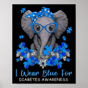 Poster Je Porte Du Bleu Pour La Sensibilisation Au Diabèt