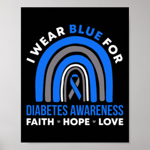 Poster Je Porte Du Bleu Pour La Sensibilisation Au Diabèt