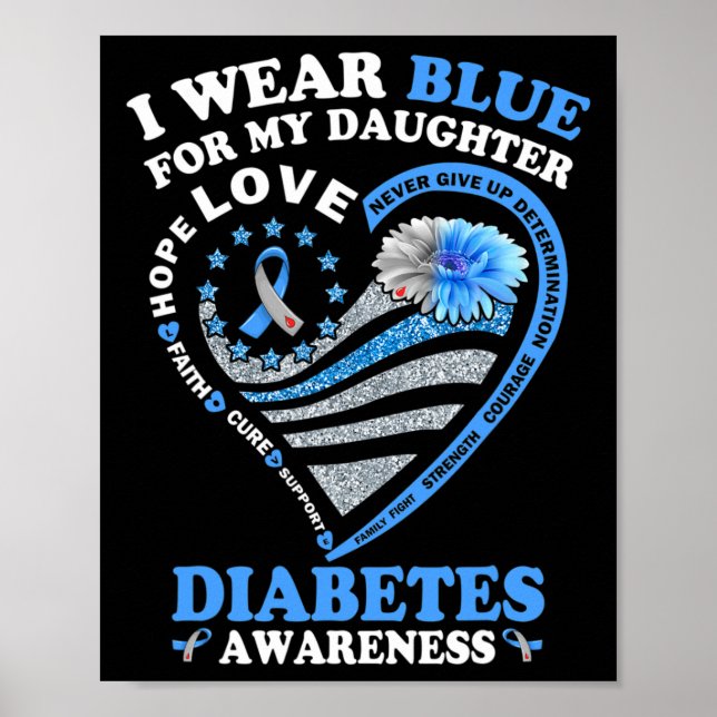 Poster Je Porte Du Bleu Pour Ma Fille Diabète Sensibilisa (Devant)