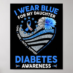 Poster Je Porte Du Bleu Pour Ma Fille Diabète Sensibilisa