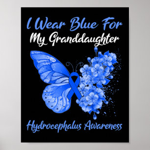 Poster Je Porte Du Bleu Pour Ma Petite-Fille Hydrocéphali