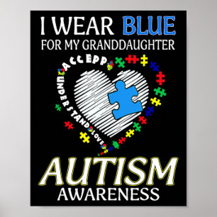 Poster Je Porte Du Bleu Pour Ma Petite-Fille Sensibilisat