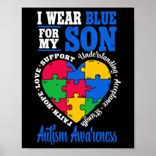 Poster Je Porte Du Bleu Pour Ma Sensibilisation sur l'aut