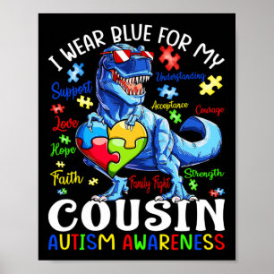 Poster Je Porte Du Bleu Pour Ma Sensibilisation sur l'aut