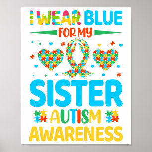 Poster Je Porte Du Bleu Pour Ma Soeur Sensibilisation sur