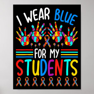 Poster Je porte du bleu pour mes étudiants Sensibilisatio