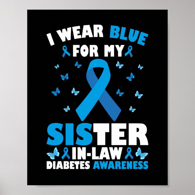 Poster Je Porte Du Bleu Pour Mon Diabète De Belle-Soeur D (Devant)