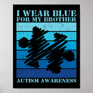 Poster Je Porte Du Bleu Pour Mon Frère Autiste Enfants Au