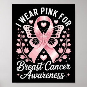 Poster Je Porte Du Rose Pour La Sensibilisation Au Cancer