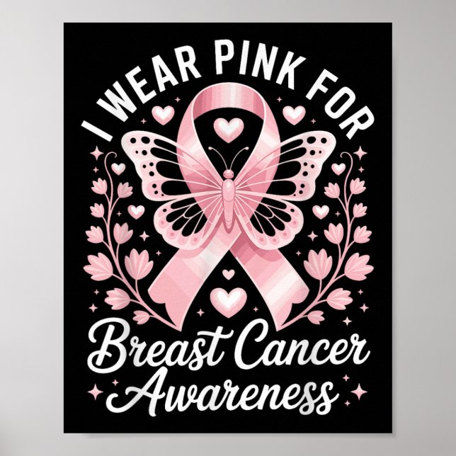 Poster Je Porte Du Rose Pour La Sensibilisation Au Cancer (Devant)